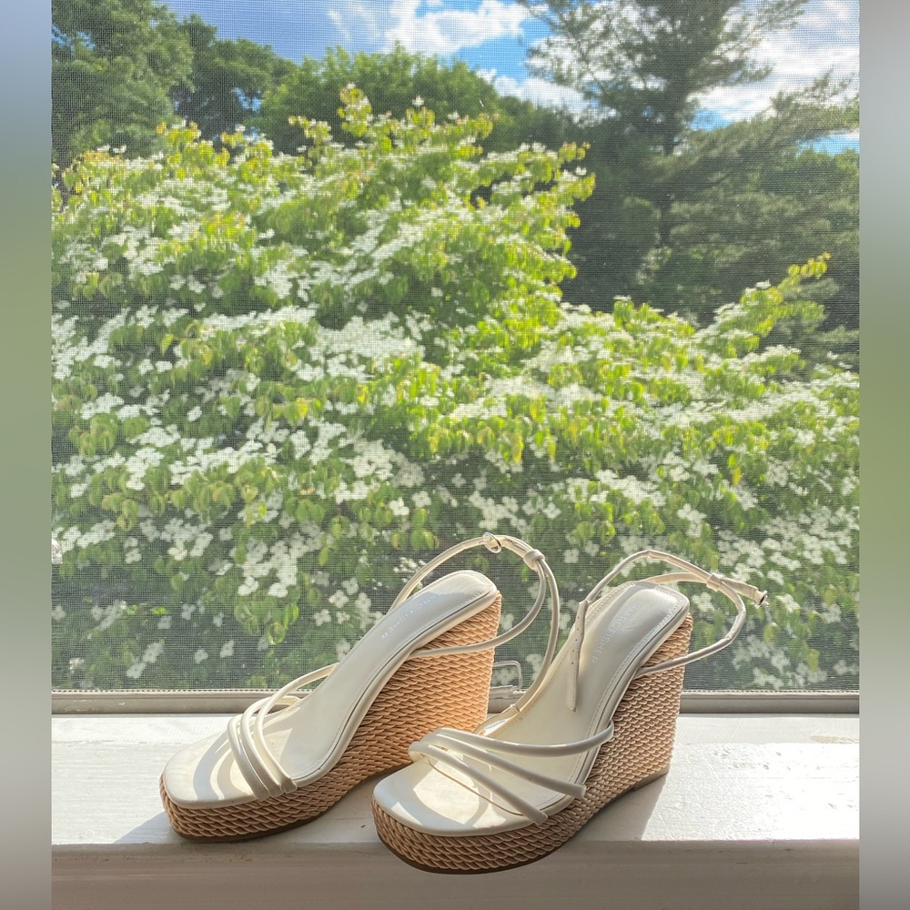 Marc Fisher White Platform Ankle Strap Sandals